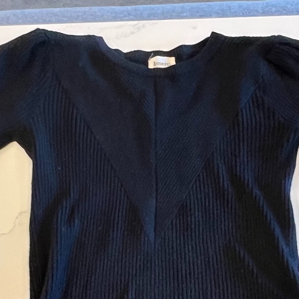 & Merci Black Ribbed Balloon Sleeve Sweater